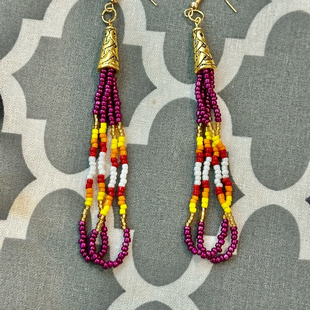 Elegant Handmade Beaded Dangle Earrings